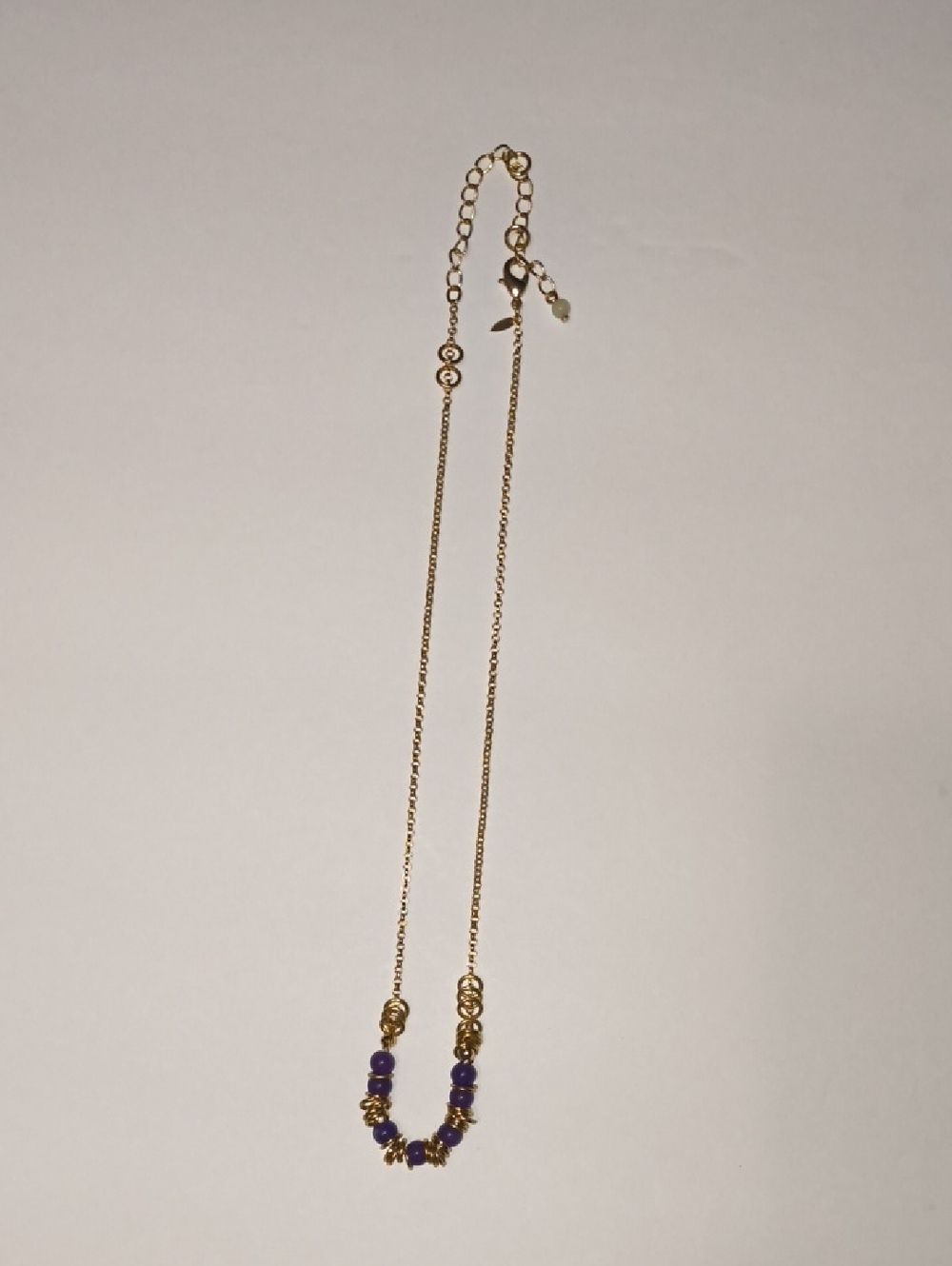 Gold-Tone Necklace with Purple Bead Accents - Women Jewelry